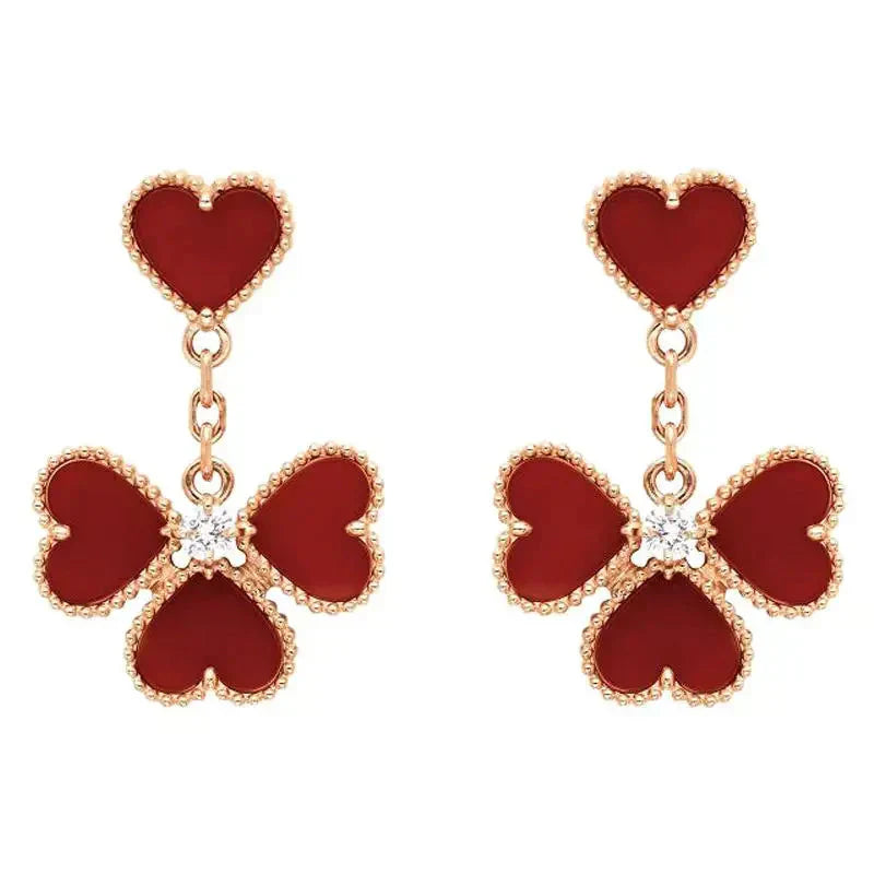 [Clover Jewels]SWEET CLOVER CARNELIAN EARRINGS