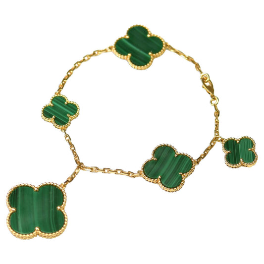 [Clover Jewels]MAGIC CLOVER MALACHITE GOLD BRACELET 5 MOTIFS