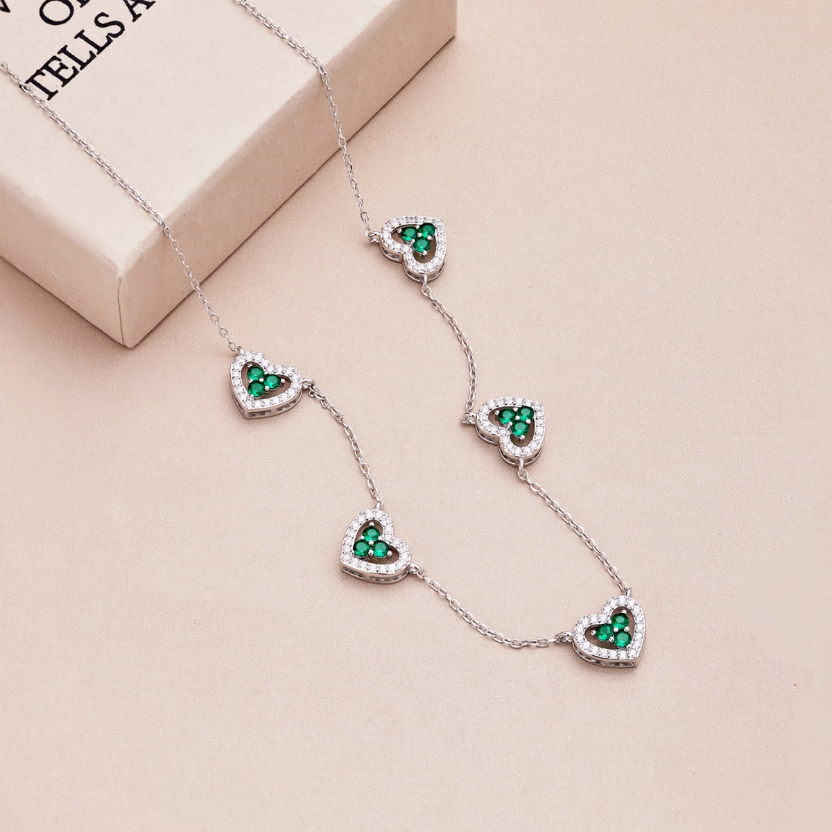 [Clover Jewels]Sparkling Five Heart Necklace