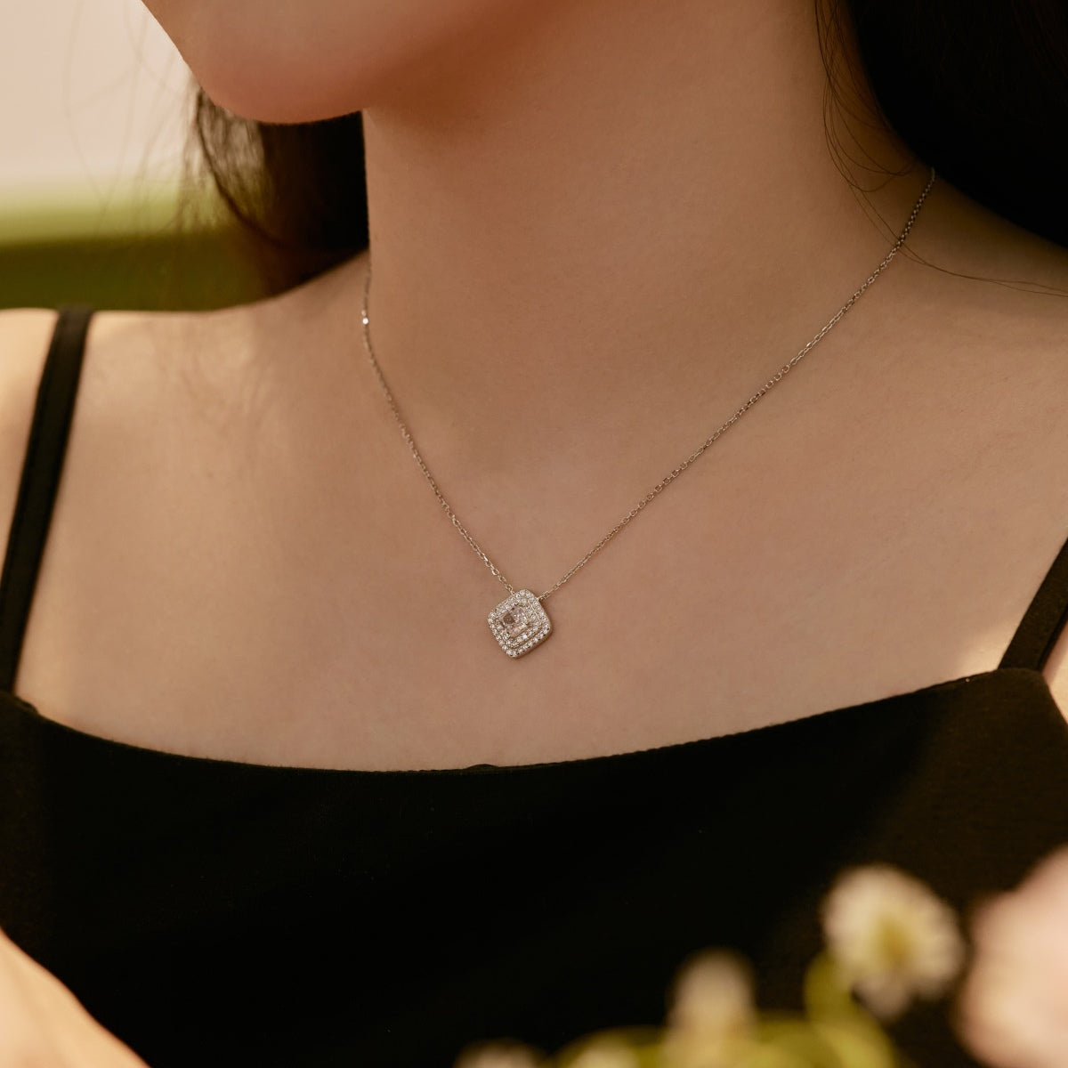 [Clover Jewels]Sparkling Asscher Cut Necklace