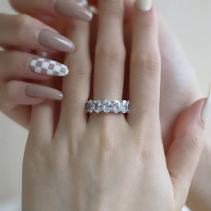 [Clover Jewels]Dainty Elongated Cushion Cut Tennis Ring