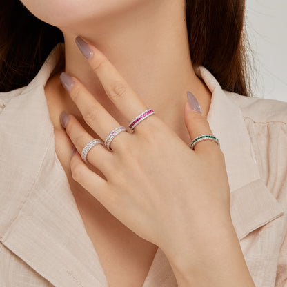 [Clover Jewels]Delicate Colorful Round Cut Daily Ring