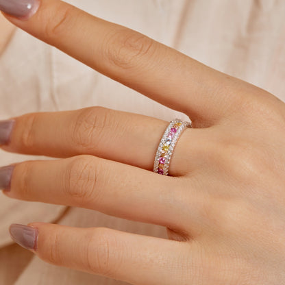 [Clover Jewels]Delicate Colorful Round Cut Daily Ring