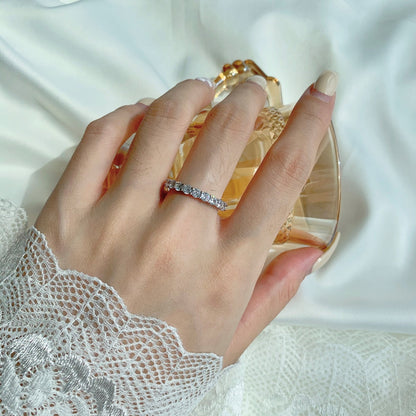 [Clover Jewels]Sparkling Round Cut Tennis Ring