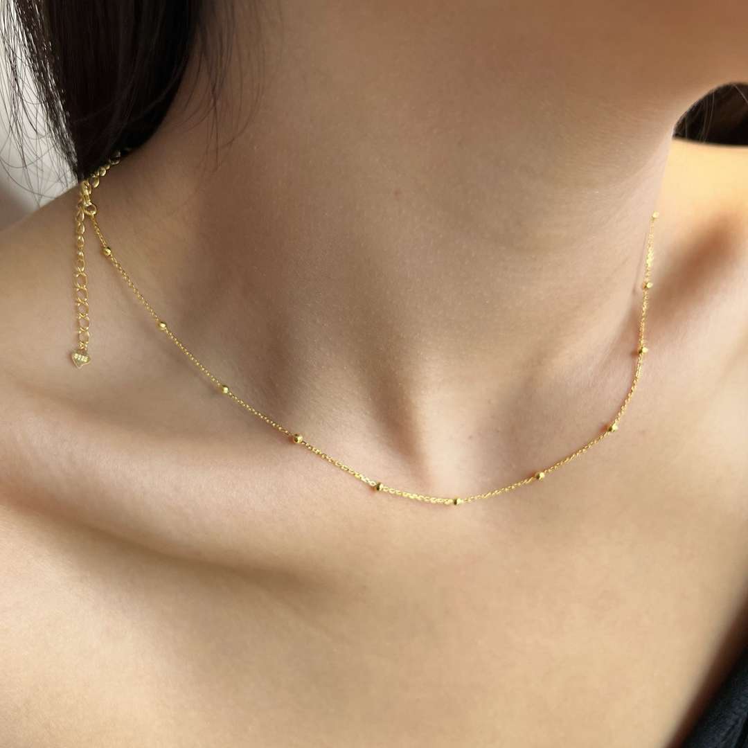 [Clover Jewels]Small Bead Clavicle Chain Simple Necklace