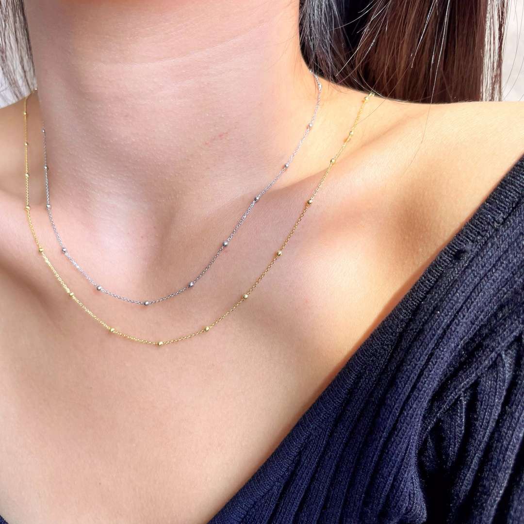 [Clover Jewels]Small Bead Clavicle Chain Simple Necklace