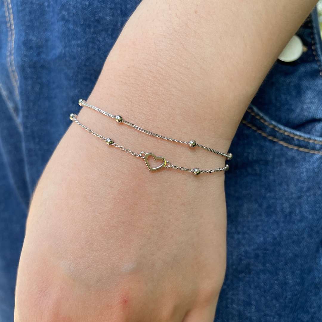 [Clover Jewels]Dainty Double Layer Love Heart Bracelet