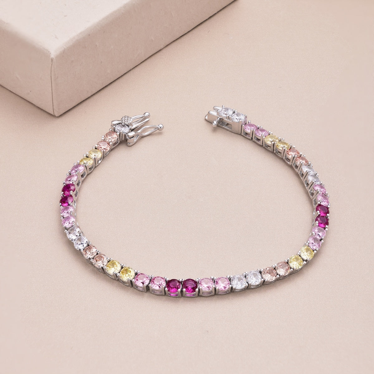 [Clover Jewels]Radiant Colorful Round Cut Tennis Bracelet