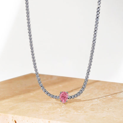 [Clover Jewels]1.0 carat Unique Pear Cut Tennis Necklace