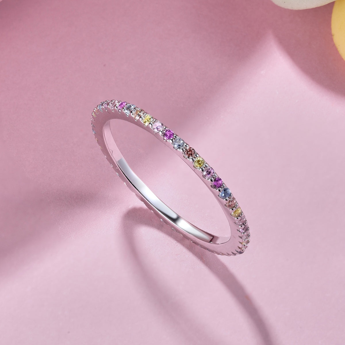 [Clover Jewels]Ornate Colorful Round Cut Tennis Ring