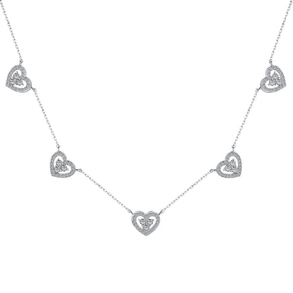 [Clover Jewels]Sparkling Five Heart Necklace