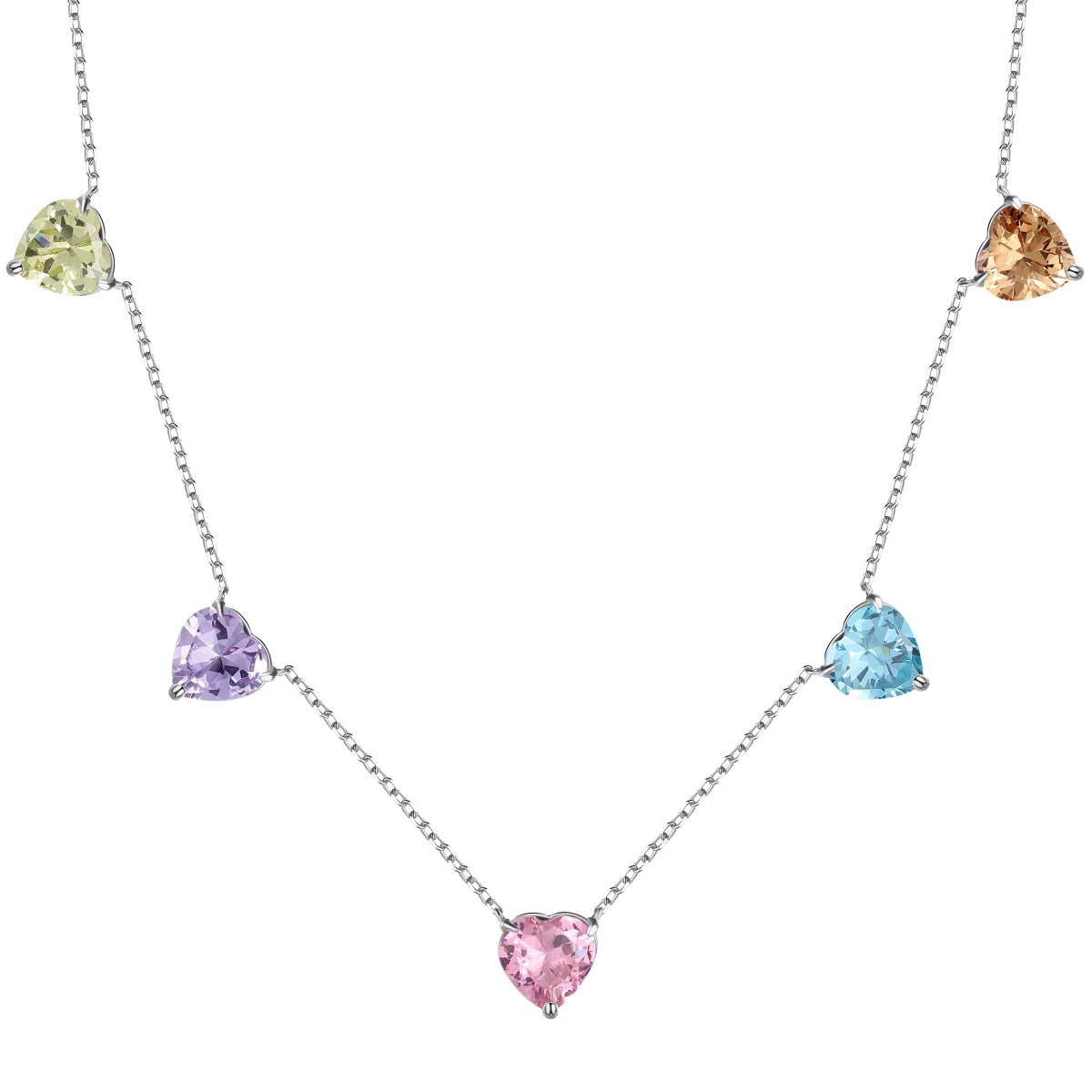 [Clover Jewels]Sparkling Colorful Heart Cut Necklace