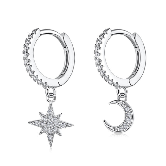 [Clover Jewels]Star and Moon Asymmetric Earrings