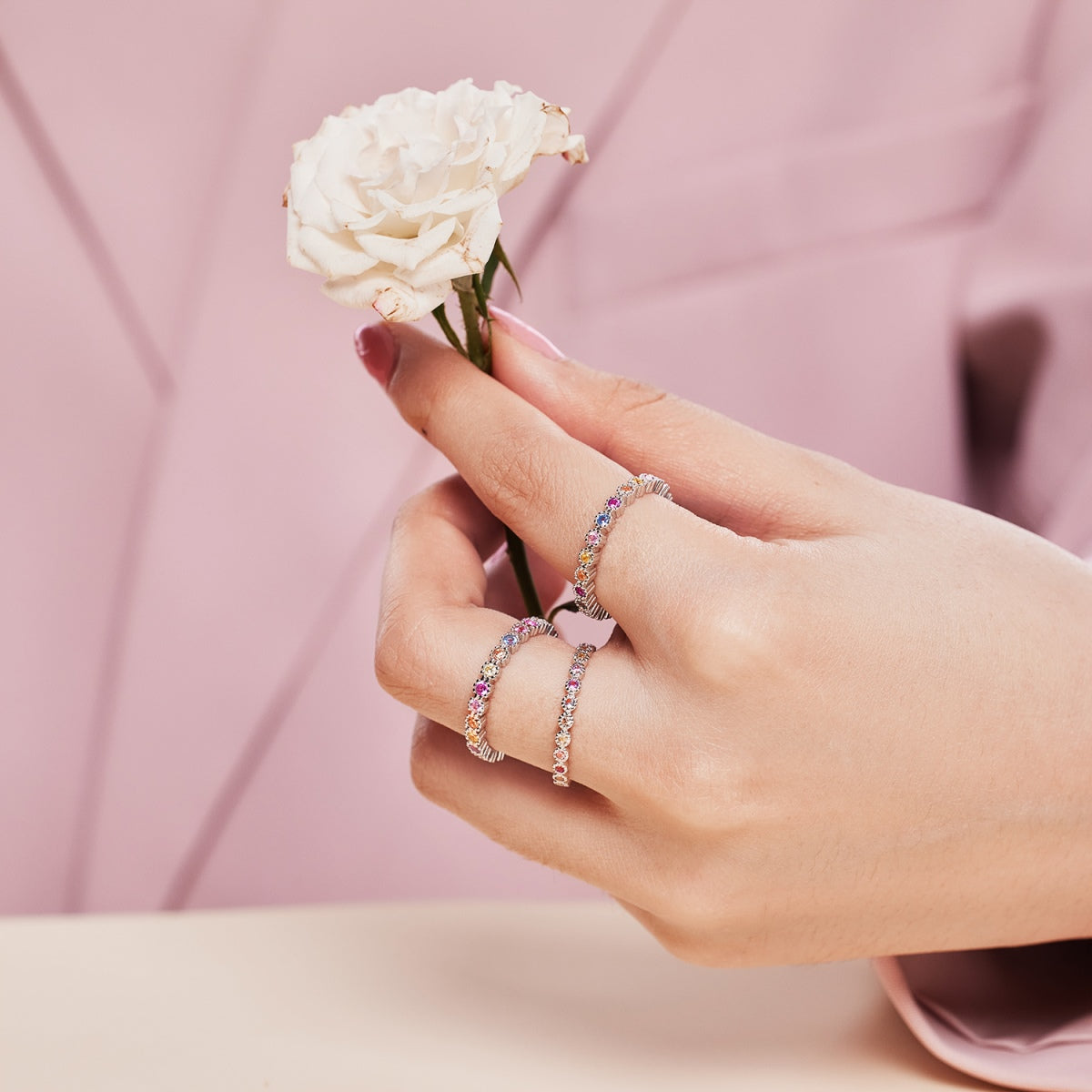 [Clover Jewels]Unique Scintillating Round Cut Daily Ring