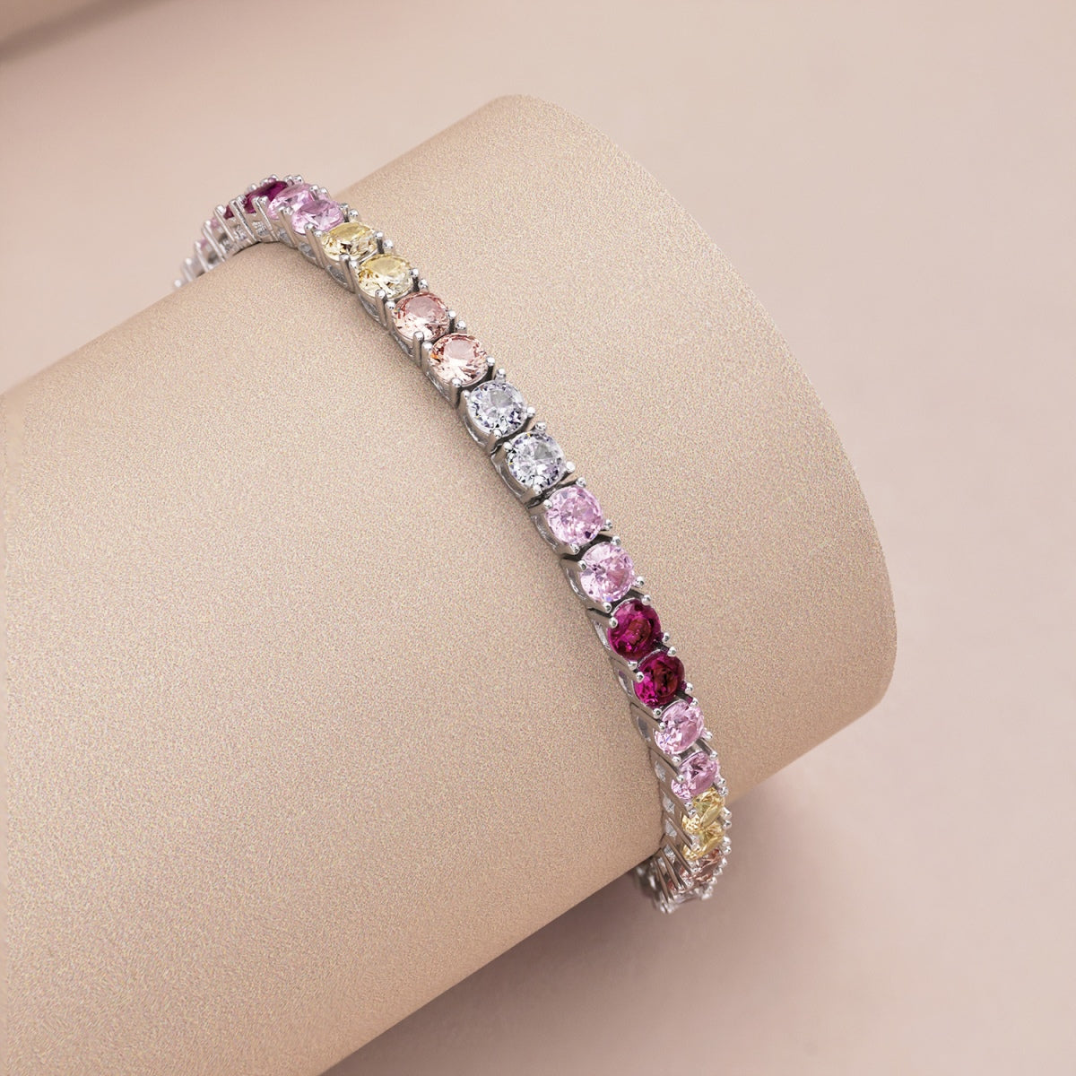 [Clover Jewels]Radiant Colorful Round Cut Tennis Bracelet