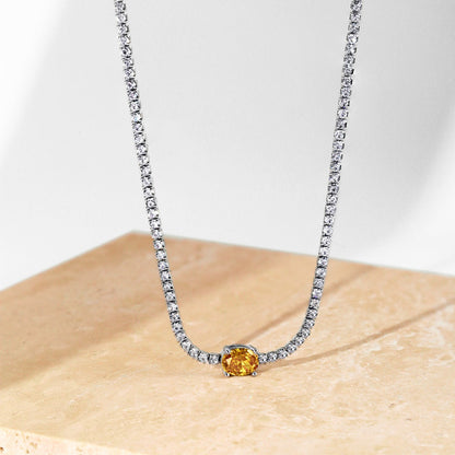 [Clover Jewels]1.0 Carat Shining Oval Cut Necklace