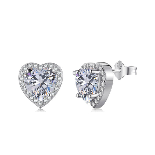 [Clover Jewels]Sparkling Heart Shape Lover Earrings