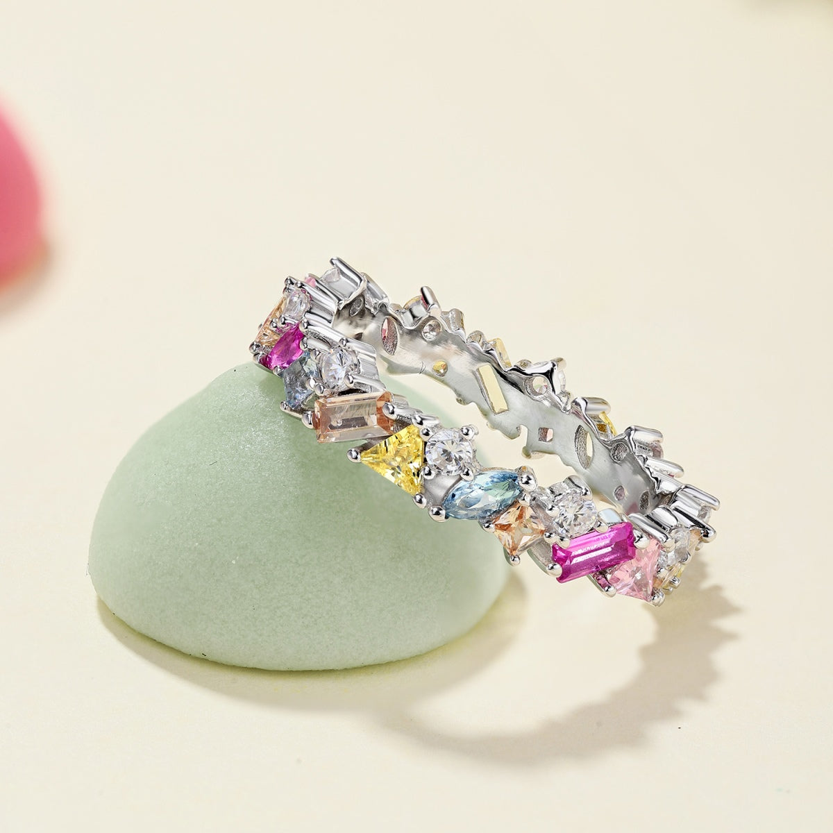 [Clover Jewels]Dazzling Polychromatic Multi cut Daily Ring