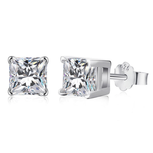 [Clover Jewels]1.0 Carat Radiant Princess Cut Wedding Earrings