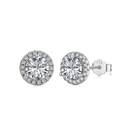 [Clover Jewels]Classic Princess Round Shape Earrings