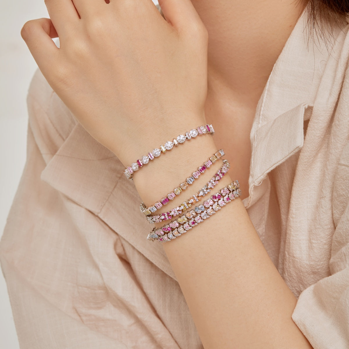 [Clover Jewels]Delicate Colorful Emerald Cut Party Bracelet