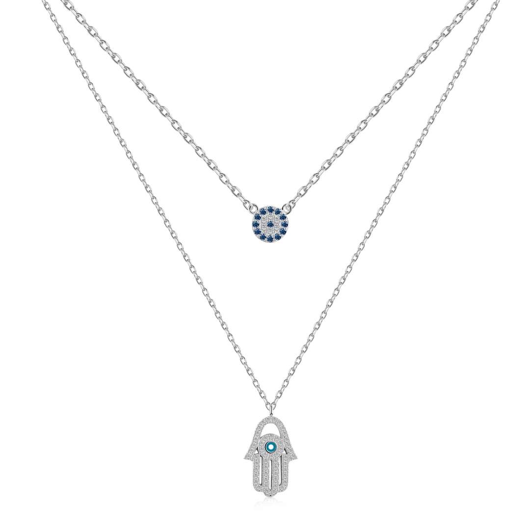 [Clover Jewels]Demon Eye Hamsa Palm Necklace