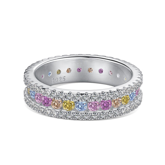 [Clover Jewels]Delicate Colorful Round Cut Daily Ring