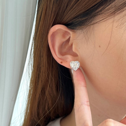 [Clover Jewels]Sparkling Heart Shape Lover Earrings