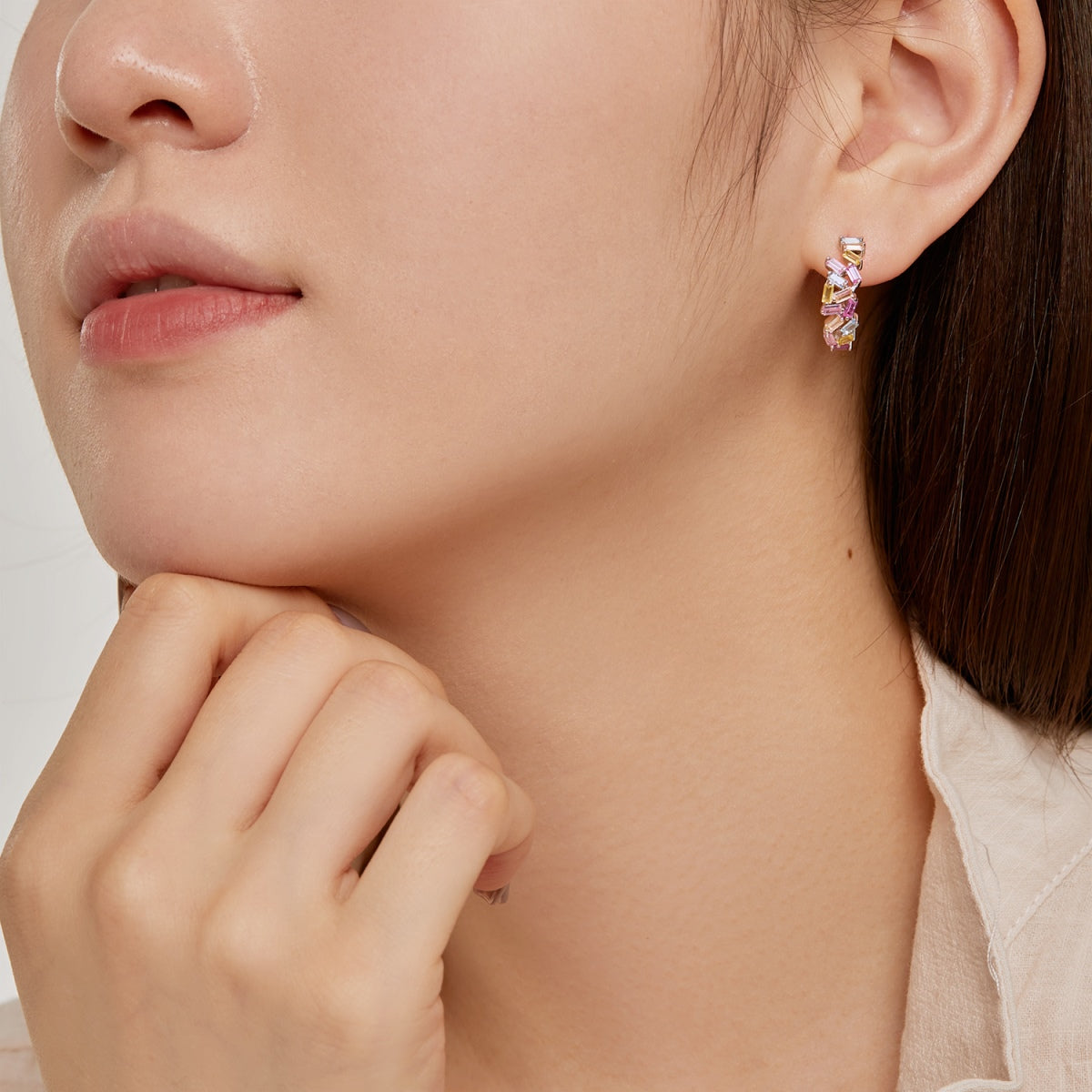 [Clover Jewels]Dazzling Colorful Emerald Cut Daily Earrings