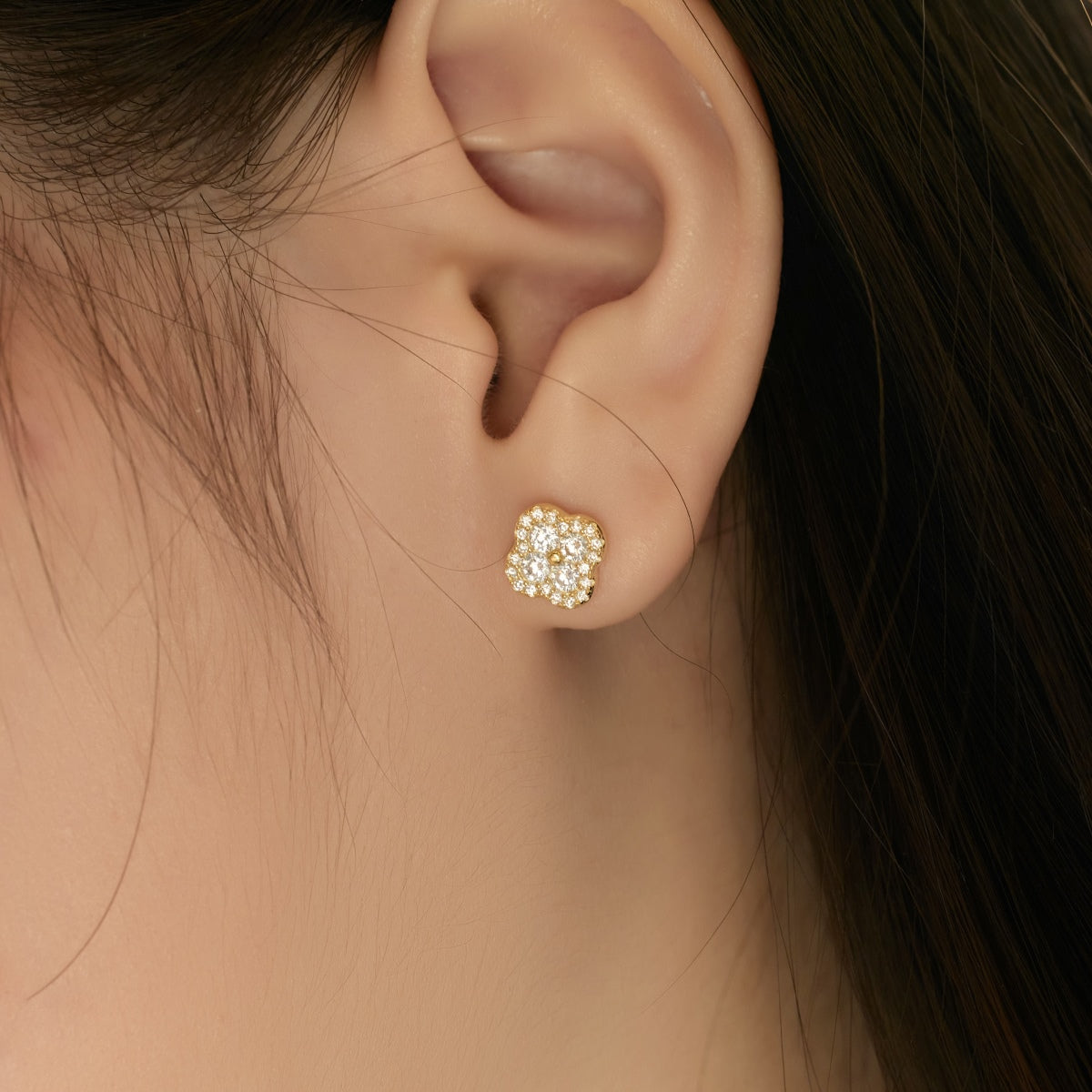 [Clover Jewels]Four-Leaf Clover Flower Shaped Earrings