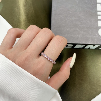 [Clover Jewels]Sparkling Round Cut Tennis Ring