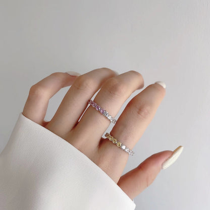 [Clover Jewels]Sparkling Round Cut Tennis Ring