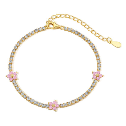 [Clover Jewels]Sparkling Flower Shape Tennis Bracelet