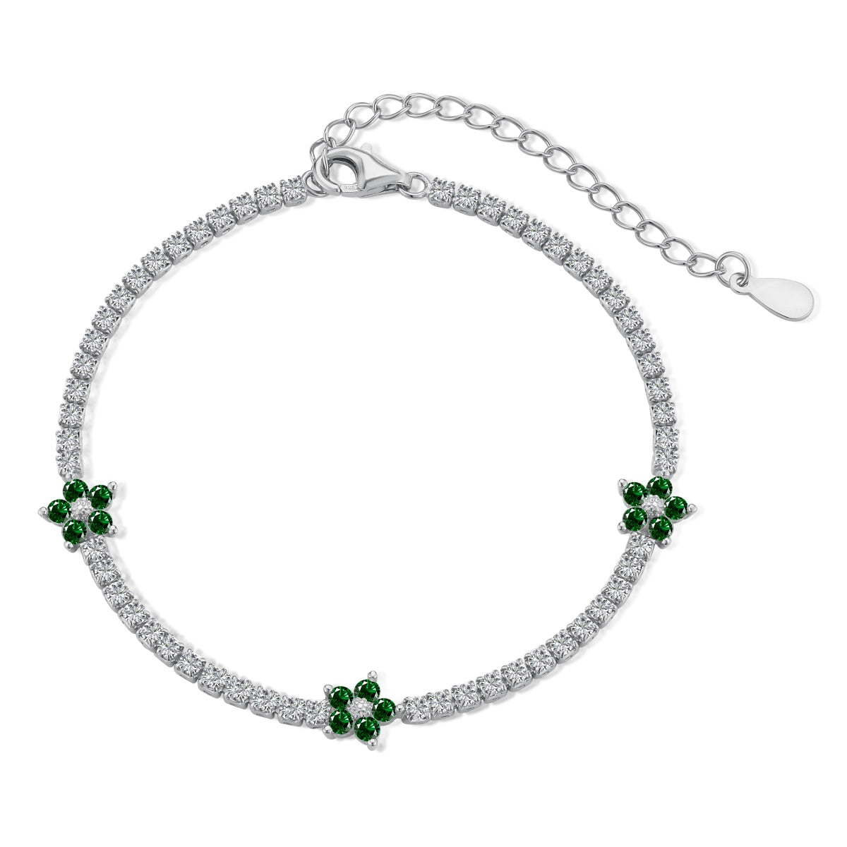 [Clover Jewels]Sparkling Flower Shape Tennis Bracelet