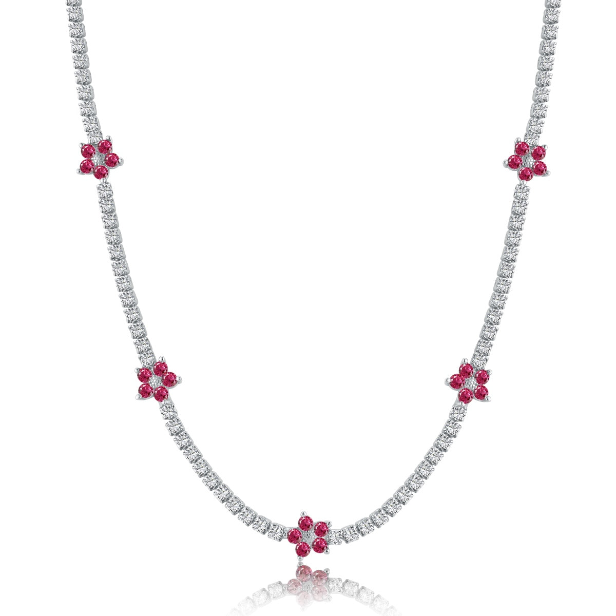 [Clover Jewels]Luxurious Colorful Flower Tennis Necklace