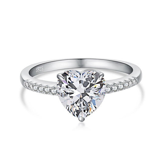 [Clover Jewels]2.0 Carat Dazzling Lustrous Heart Cut Lover Ring