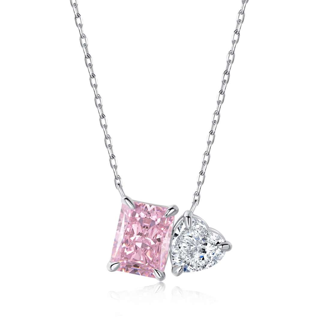 [Clover Jewels]Dazzling Square & Heart Shape Necklace