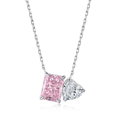 [Clover Jewels]Dazzling Square & Heart Shape Necklace