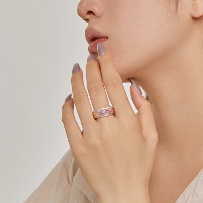 [Clover Jewels]Radiant Colorful Radiant Cut Daily Ring