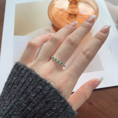 [Clover Jewels]Exquisite Colorful Round Cut Tennis Ring