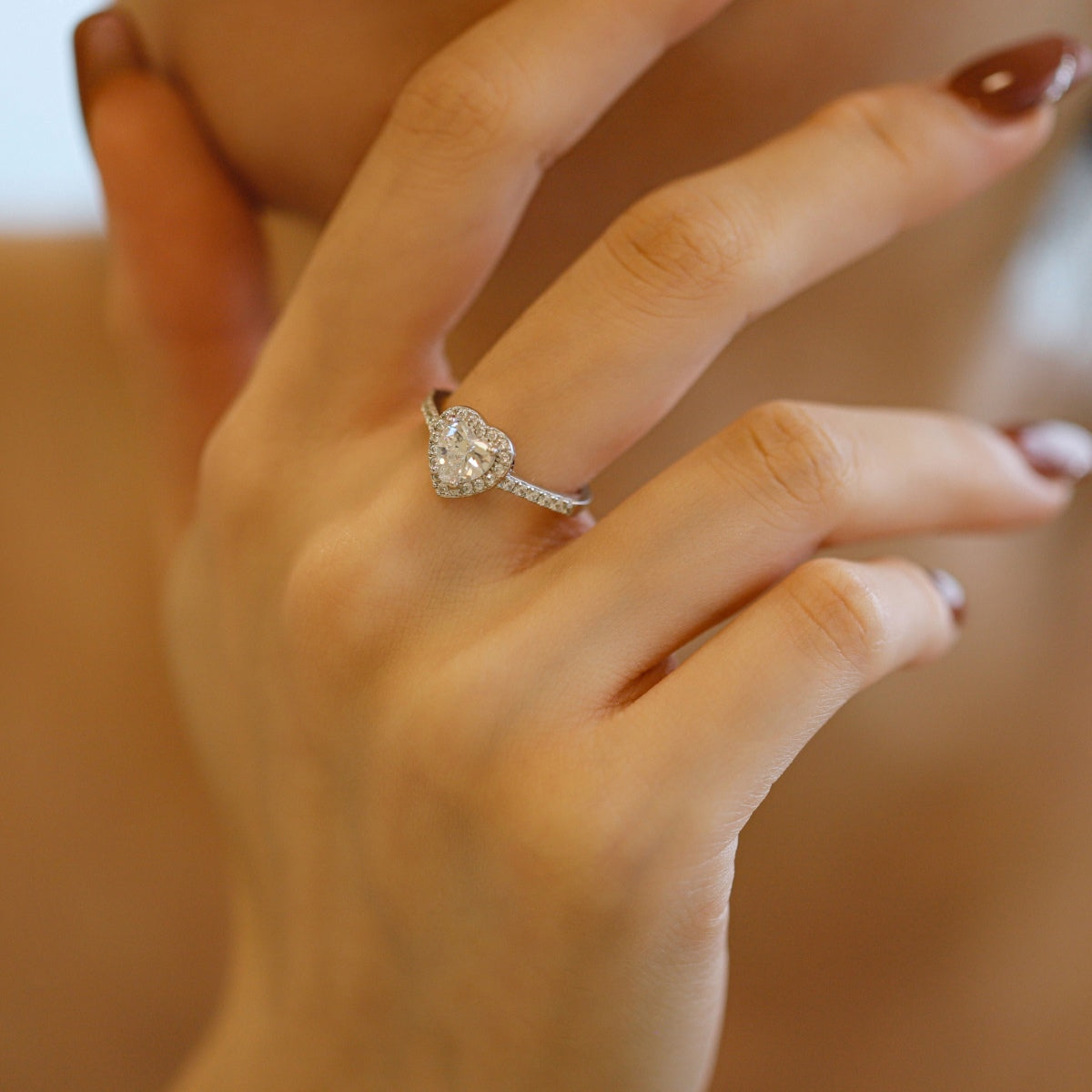 [Clover Jewels]Eternity Splashy Romantic Heart Shape Lover Ring