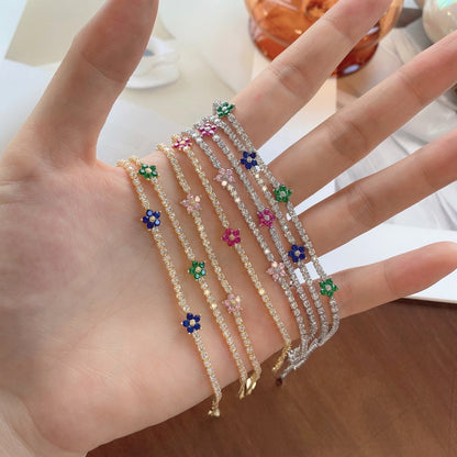 [Clover Jewels]Sparkling Flower Shape Tennis Bracelet