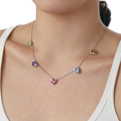 [Clover Jewels]Sparkling Colorful Heart Cut Necklace