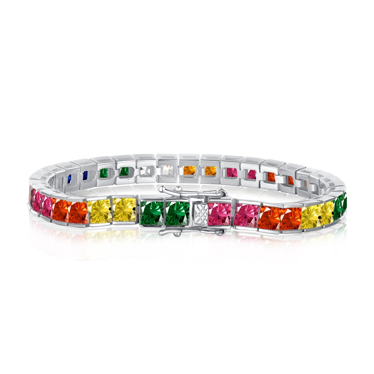 [Clover Jewels]Radiant Colorful Princess Cut Tennis Bracelet