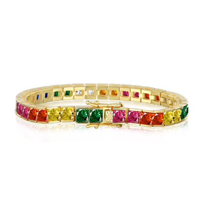 [Clover Jewels]Radiant Colorful Princess Cut Tennis Bracelet