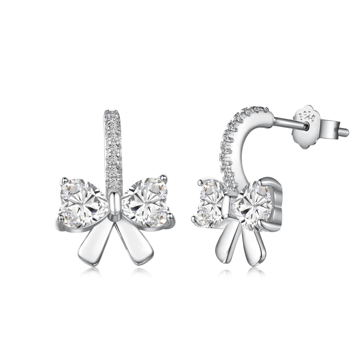 [Clover Jewels]Exquisite Earrings With Heart-Shaped Bow Design