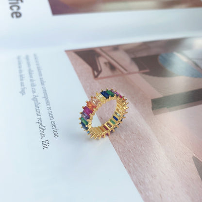 [Clover Jewels]Unique Colorful Radiant Cut RIng