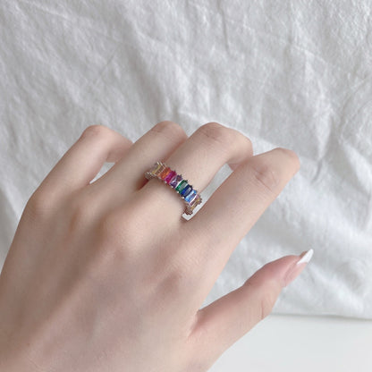 [Clover Jewels]Unique Colorful Radiant Cut RIng