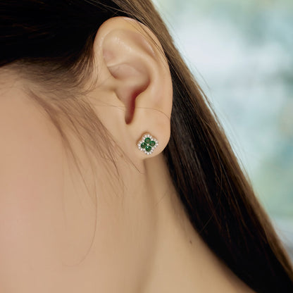 [Clover Jewels]Four-Leaf Clover Flower Shaped Earrings