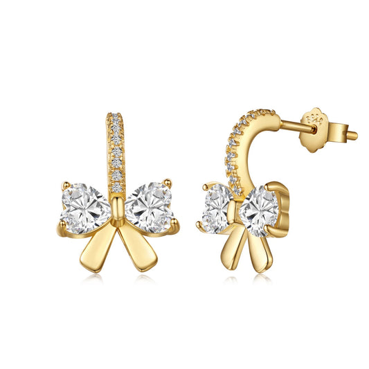 [Clover Jewels]Exquisite Earrings With Heart-Shaped Bow Design